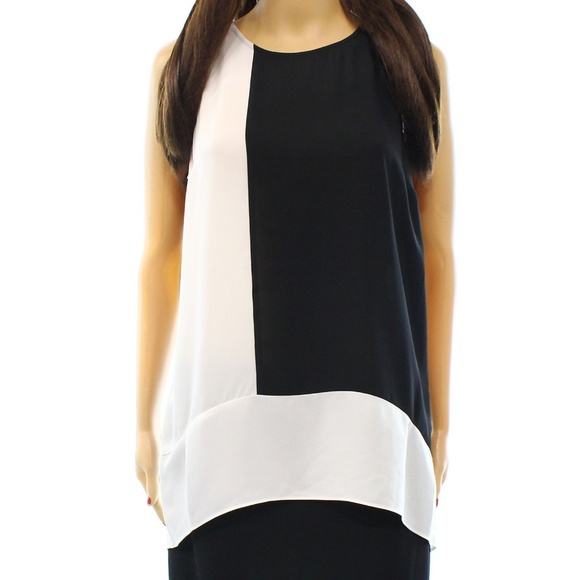 NWT White Black Colorblock Chiffon Hi-Lo Cami Top - Picture 1 of 4